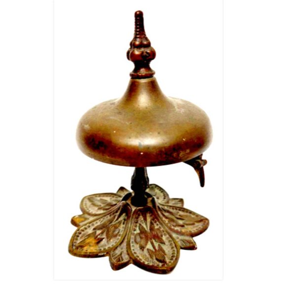 Antique RARE Bronze 19th Century Ornate Victorian Base Hotel Desk Counter Bell - Picture 4 of 8